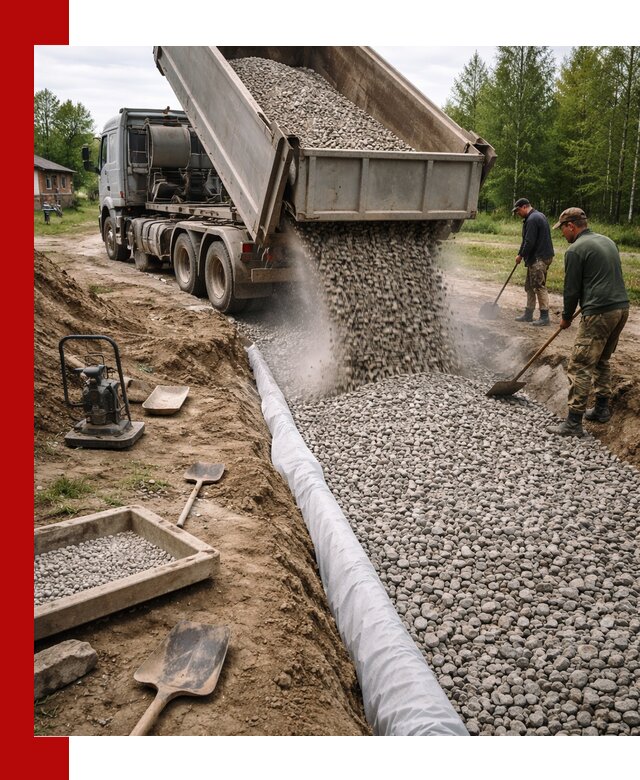 Гравий для дренажа с доставкой в Камне-на-Оби качественный и недорогой