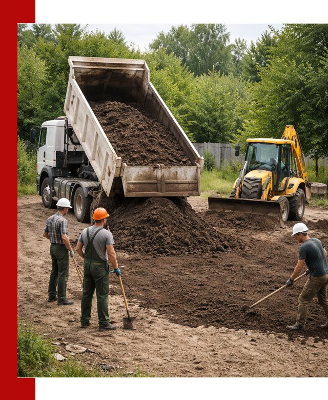 Доставка и укладка грунта для выравнивания участка в Камне-на-Оби