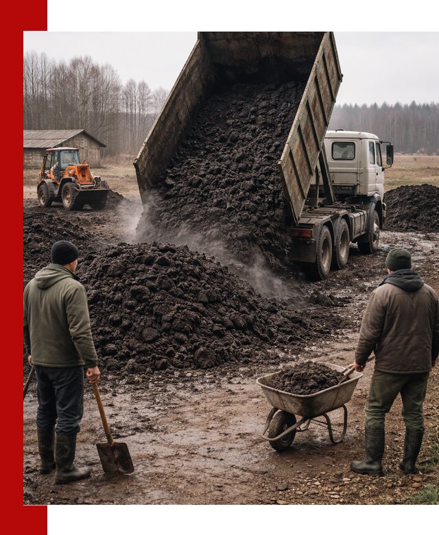 Доставка низинного торфа с разгрузкой и доставкой в Камне-на-Оби