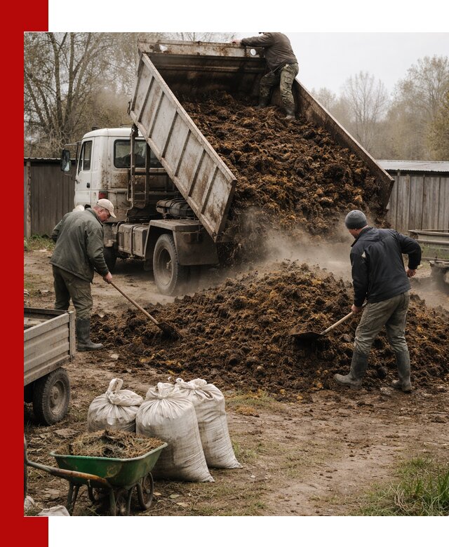 Доставка коровьего навоза самосвалом в Камне-на-Оби