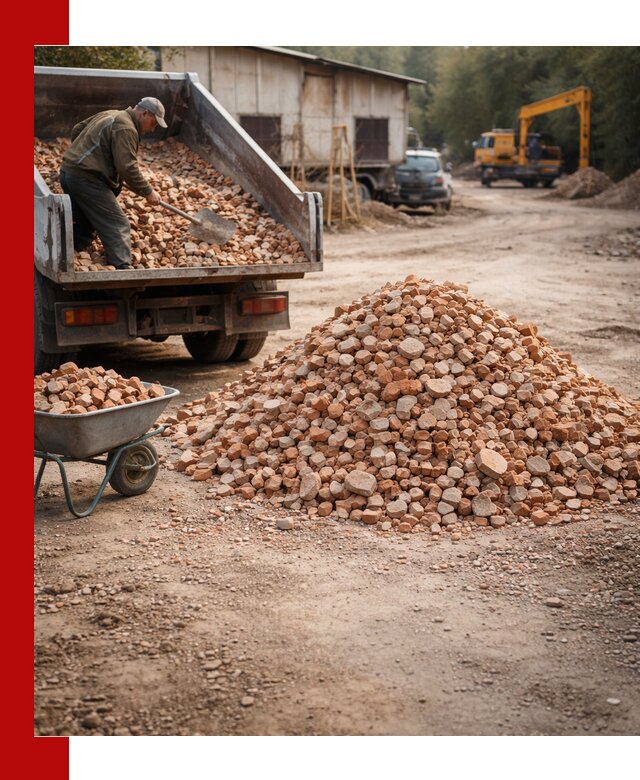 Доставка и подушка из боя кирпича с разгрузкой в Камне-на-Оби