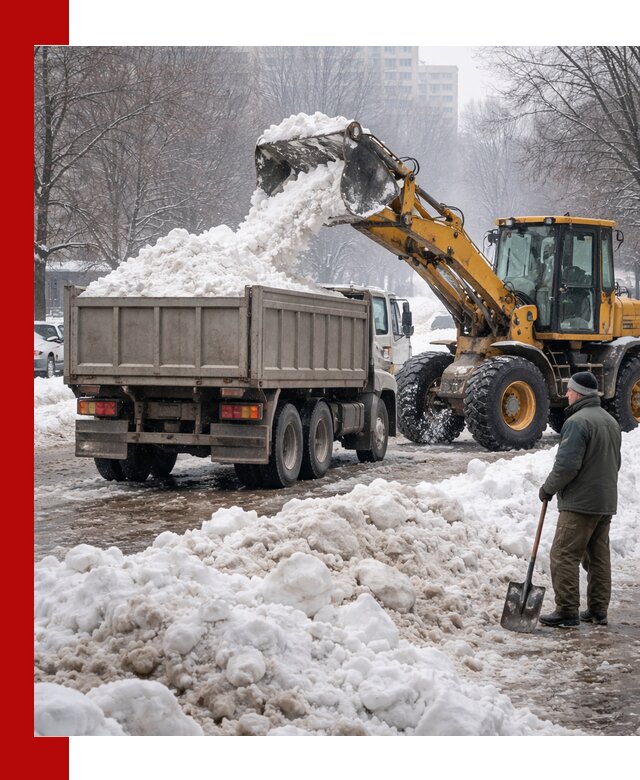 Вывоз снега грузовой техникой в Камне-на-Оби оперативно и чисто