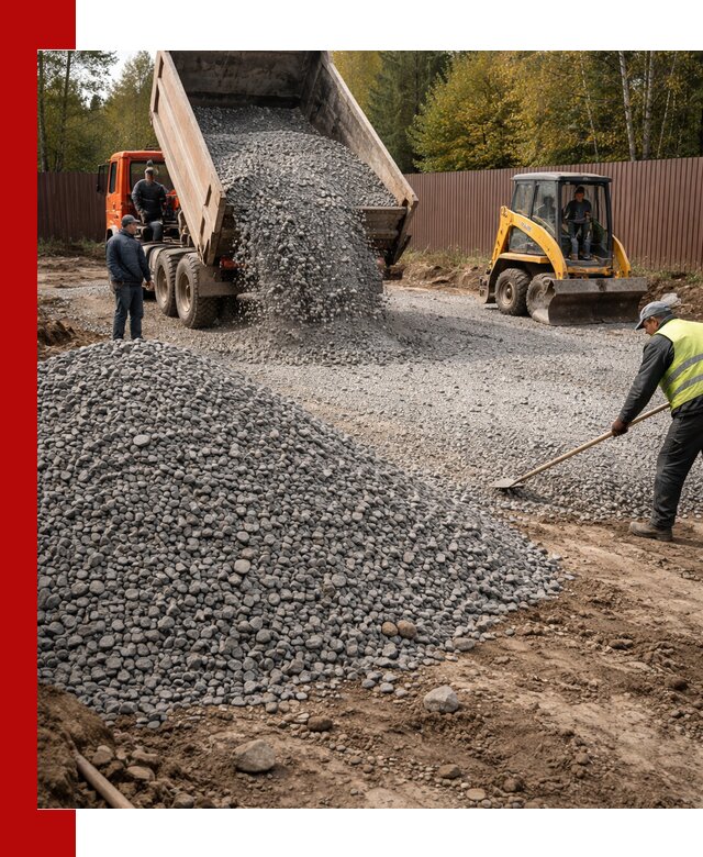 Отсыпка участка щебнем с доставкой и уплотнением в Камне-на-Оби